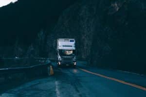 a commercial truck on a highway