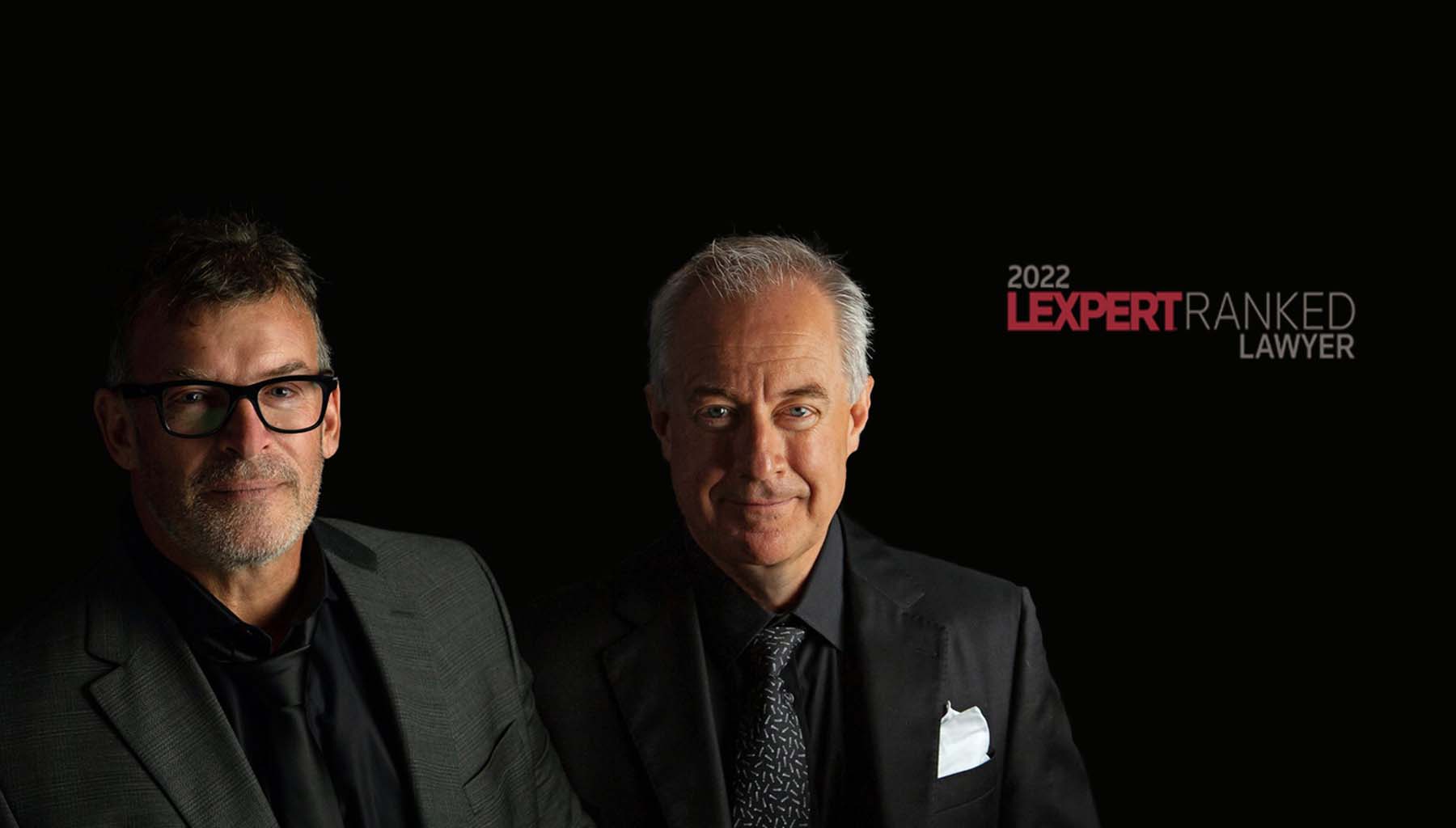 Headshots of Ted Bergeron and Chris Clifford with the Lexpert 2022 badge