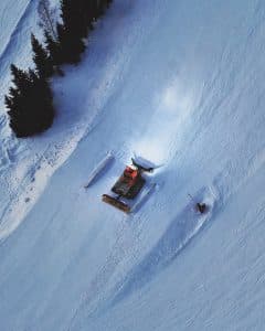 snow mobile drone view