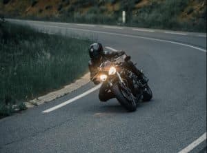 Motorcycle at a high speed curve