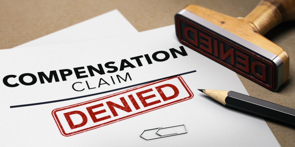 Compensation Claim form with "Denied" Stamp