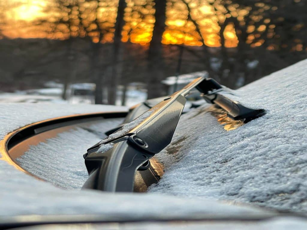 close-up of cycle hidden beneath snow