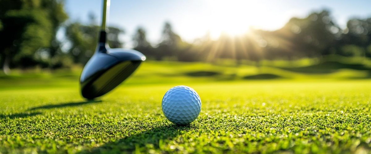 Golf ball and a golf ball on the green