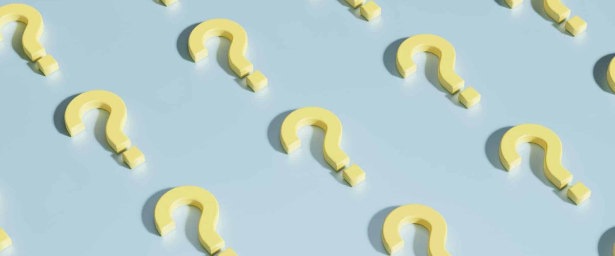 Question marks on a blue background