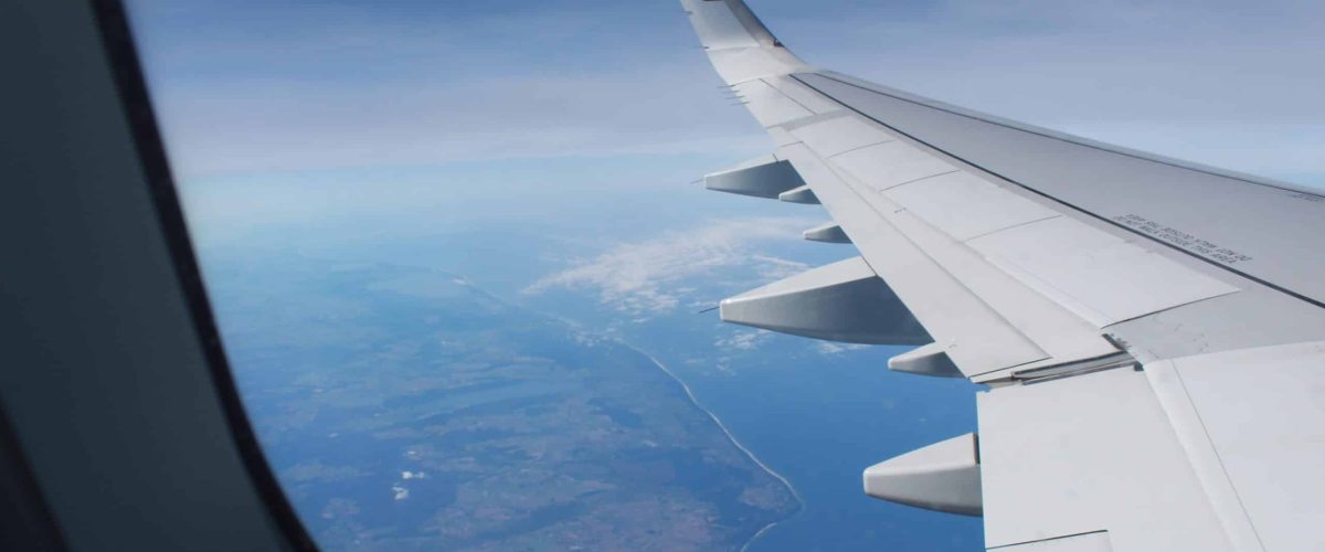 view of aeroplane wings with an aerial view