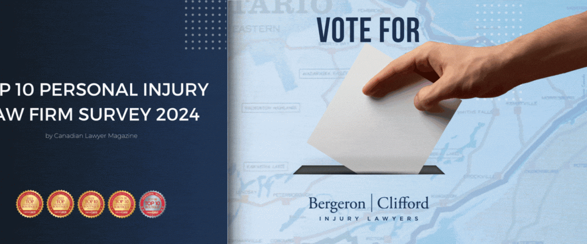 Top 10 Injury law firm voting image with words compassion, tenacity, dedication, experience and accessible