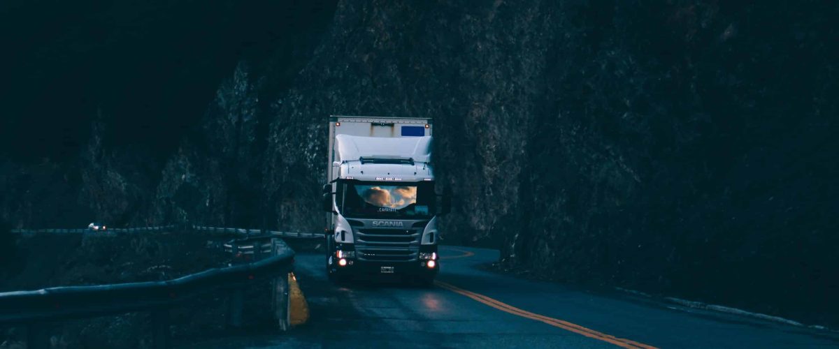 a commercial truck on a highway